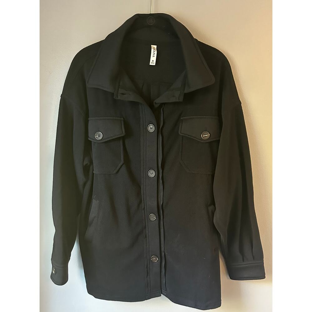 Zenana Outfitters Black Button-Front Shacket